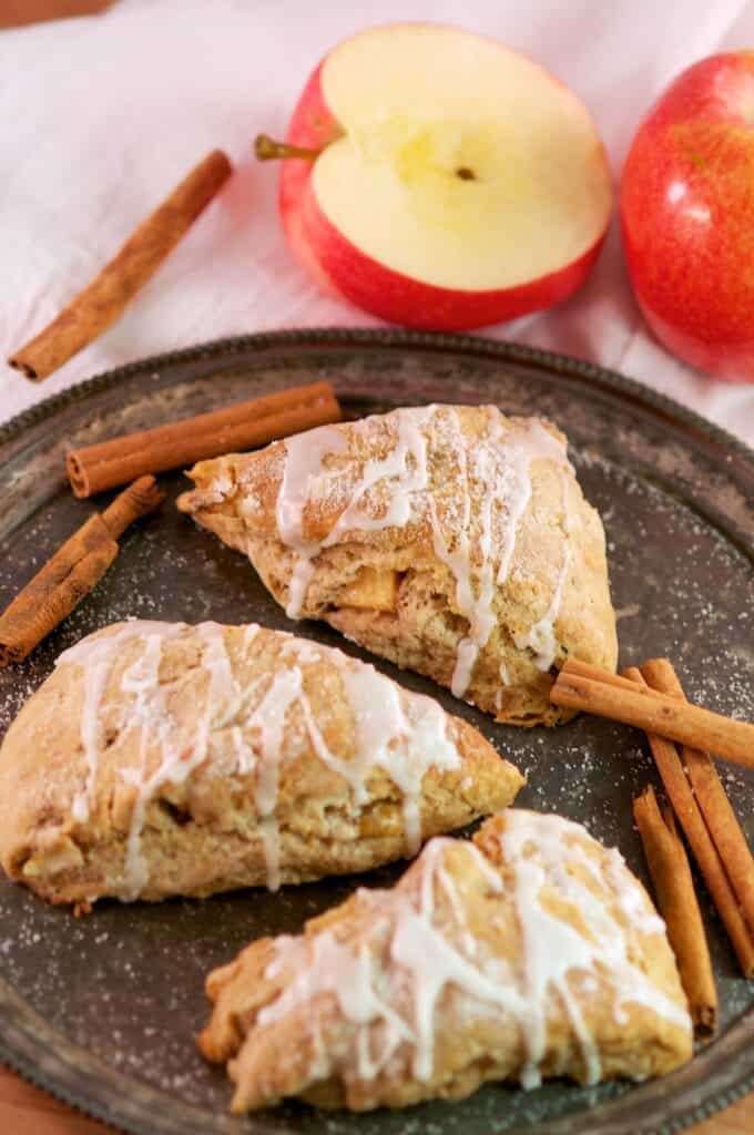 Glazed Apple Cinnamon and Buttermilk Scones | aberdeenskitchen.com