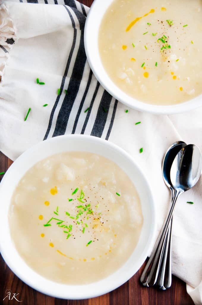 Potato Leek Soup Bowls and Spoons