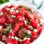 Summertime Basil Watermelon and Goat Cheese Salad