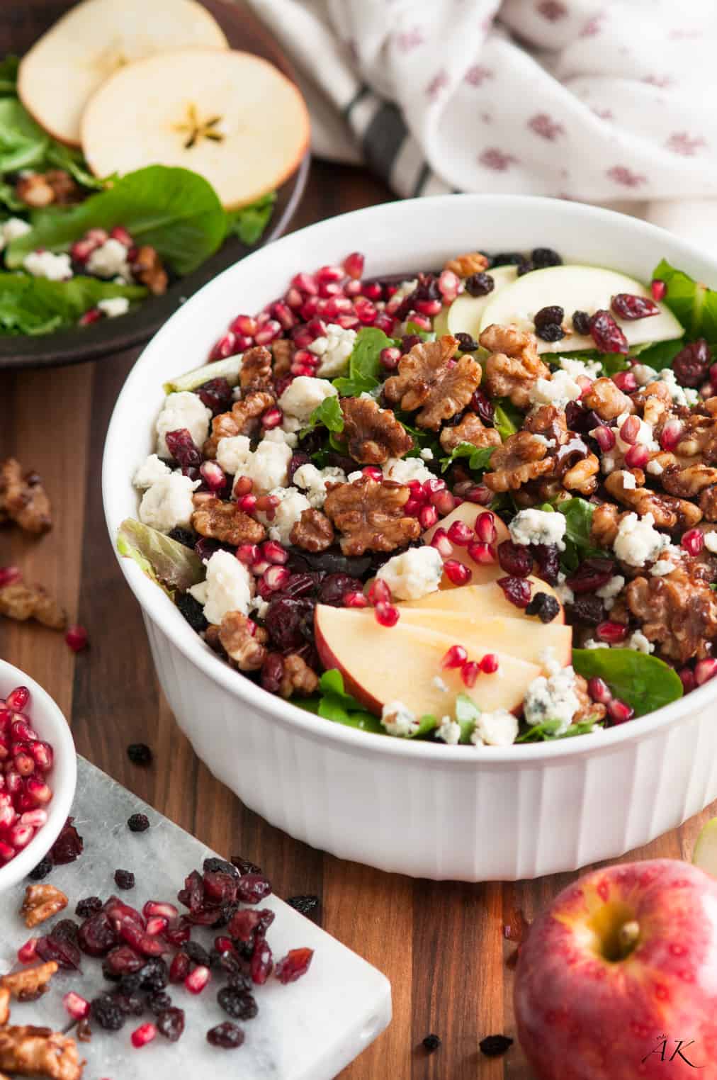 Autumn Apple and Pomegranate Salad with Candied Walnuts