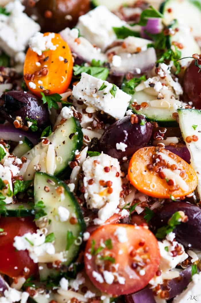 Quinoa Orzo Greek Salad - Aberdeen's Kitchen