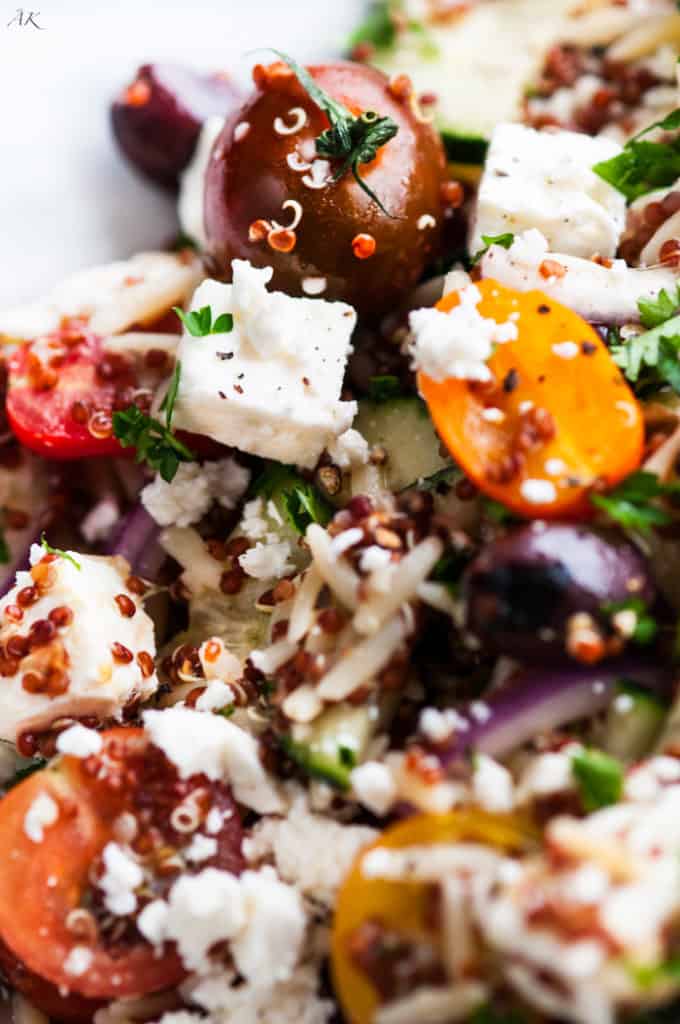 Quinoa Orzo Greek Salad | aberdeenskitchen.com