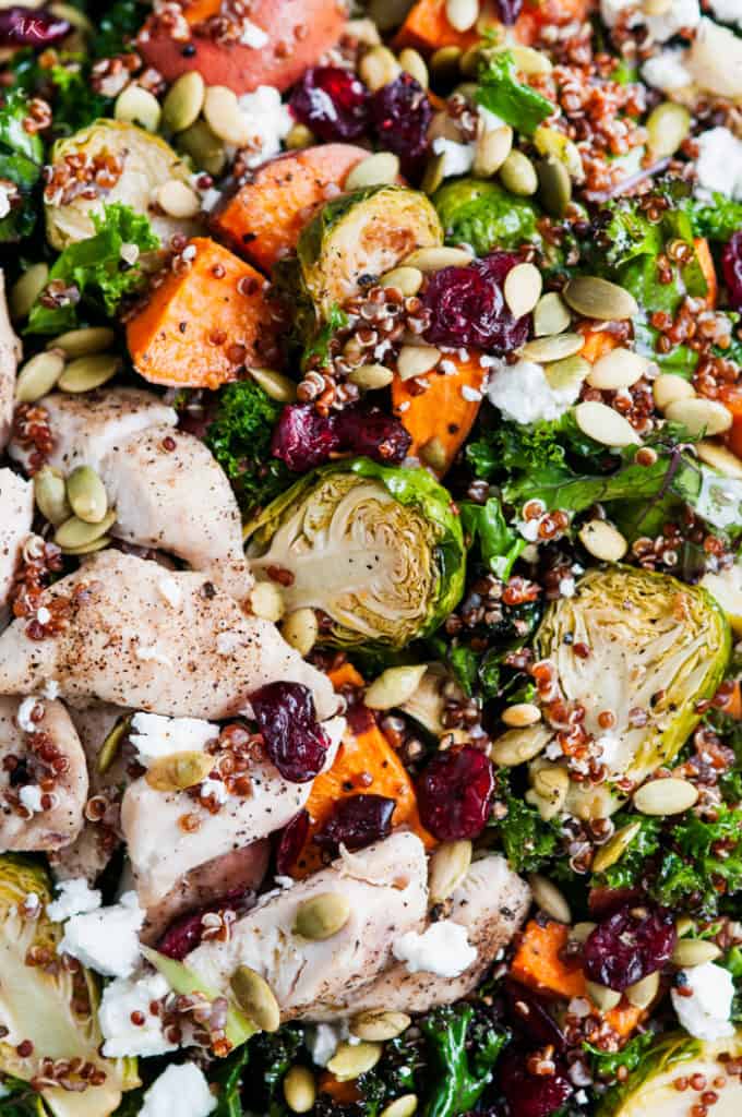 Roasted Brussel Sprout and Yam Quinoa Salad