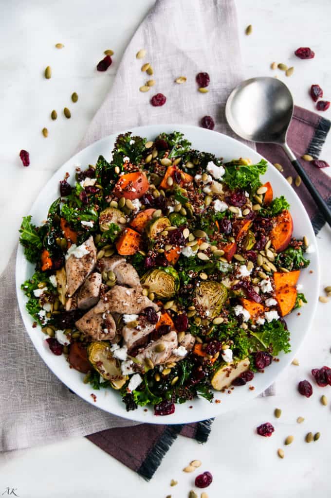 Roasted Brussel Sprout and Yam Quinoa Salad