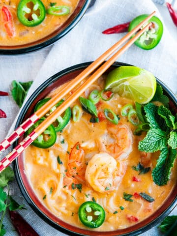 Thai Coconut Curry Shrimp Noodle Soup | aberdeenskitchen.com