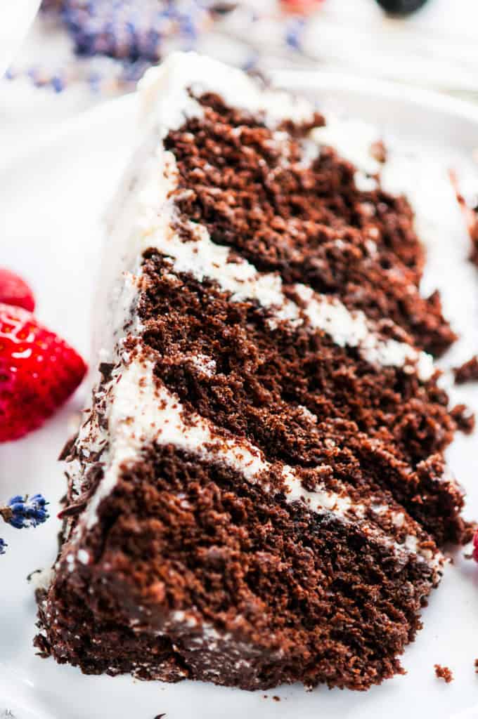 Skyscraper Chocolate Cake with Early Grey Lavender Cream Cheese Frosting | aberdeenskitchen.com
