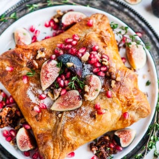 Puff Pastry Baked Brie with Fig and Candied Walnuts | aberdeenskitchen.com