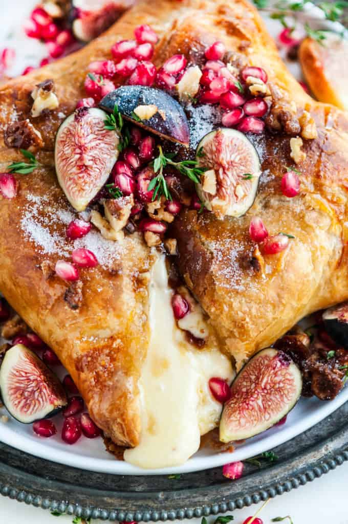 Puff Pastry Baked Brie with Fig and Candied Walnuts | aberdeenskitchen.com