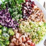 Chopped Brussel Sprout Kale Salad with Creamy Pomegranate Vinaigrette | aberdeenskitchen.com
