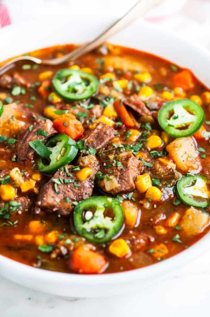 Instant Pot Spicy Beef Stew | aberdeenskitchen.com