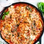 One Pot Skillet Ravioli Lasagna with Spinach and Kale | aberdeenskitchen.com