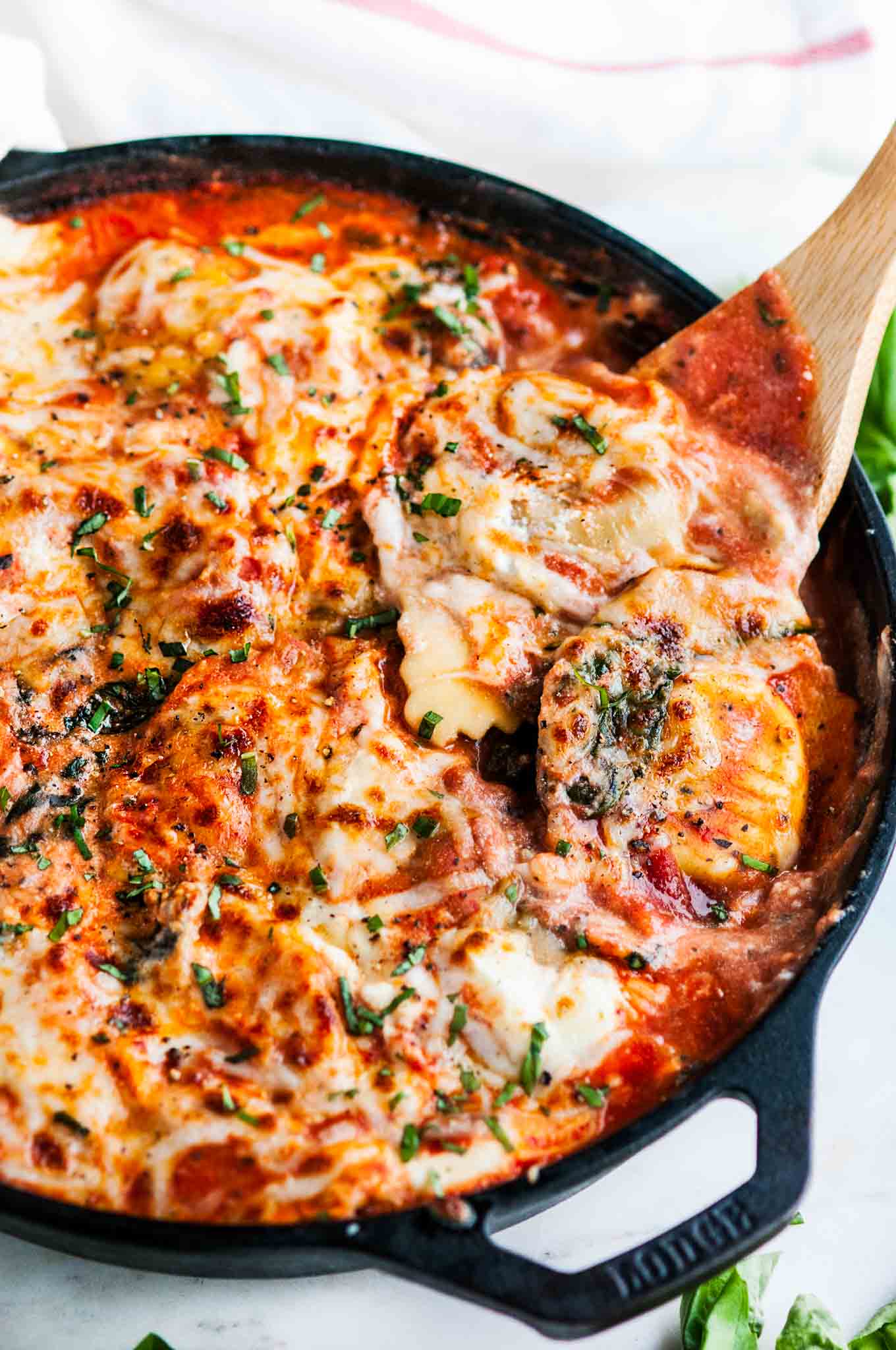 One Pot Skillet Ravioli Lasagna with Spinach and Kale Aberdeen's Kitchen