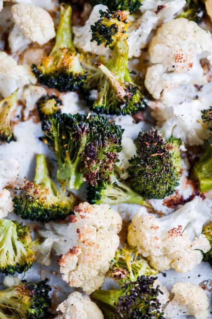Roasted Parmesan Broccoli Cauliflower | aberdeenskitchen.com