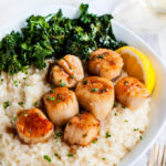 Lemon Chive Butter Seared Scallops with Parmesan Risotto | aberdeenskitchen.com