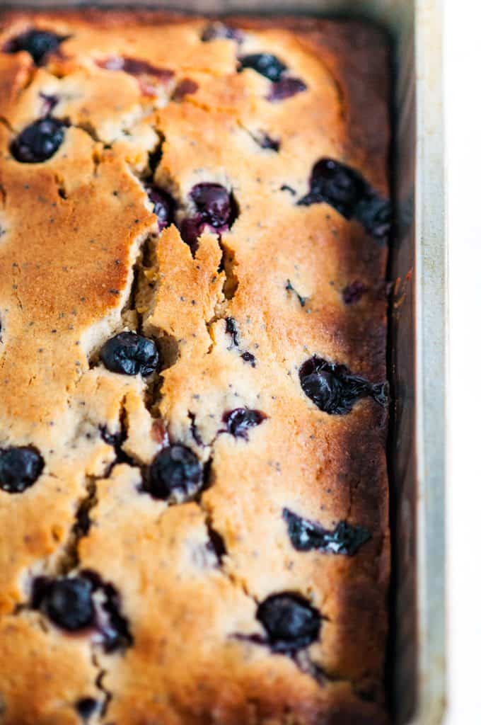 Lemon Blueberry Poppy Seed Bread in bread pan