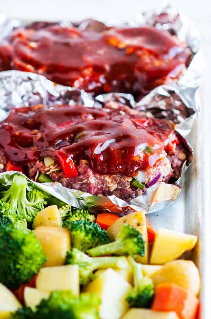 Sheet Pan Meat Loaf and Veggies uncooked