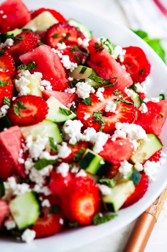 Watermelon Strawberry Cucumber Salad