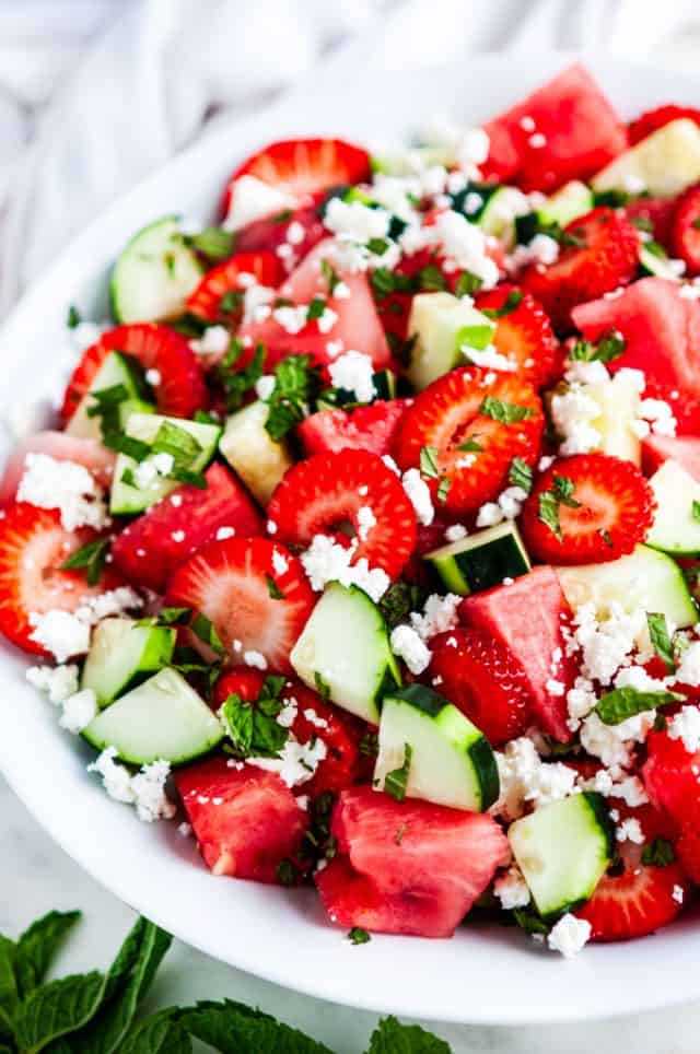Strawberry, Watermelon, Feta & Mint Cucumber Salad