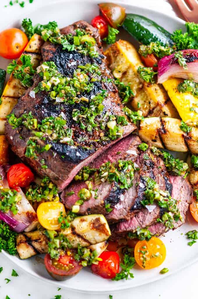 Grilled Tri Tip with Vegetables and Chimichurri Sauce7 Aberdeen's