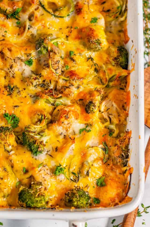 Cheesy Chicken Broccoli Zucchini Zoodle Casserole Aberdeen's Kitchen