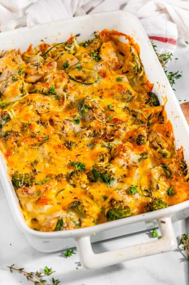Cheesy Chicken Broccoli Zucchini Zoodle Casserole Aberdeen's Kitchen