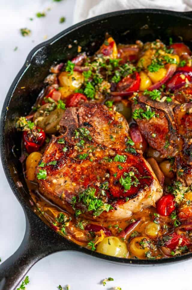 Skillet Balsamic Pork Chops with Tomatoes and Gremolata Aberdeen's