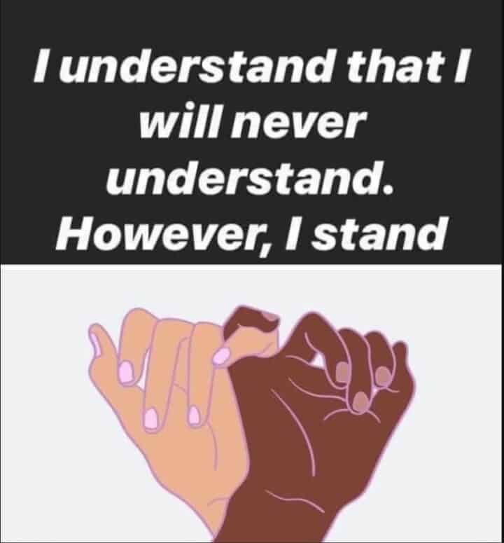I Understand That I Will Never Understand. However, I stand. Black Hand and White Hand Linked Together Graphic
