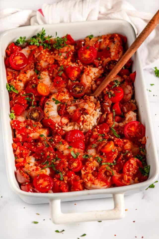 Healthy Italian Shrimp and Rice Casserole - Aberdeen's Kitchen