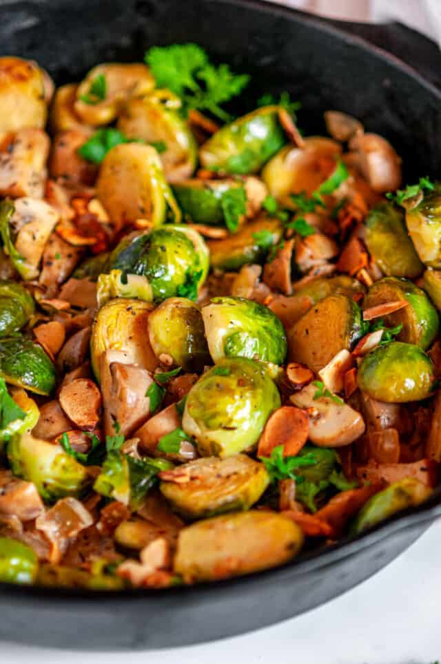 Creamy Skillet Brussels Sprouts and Mushrooms Aberdeen's Kitchen