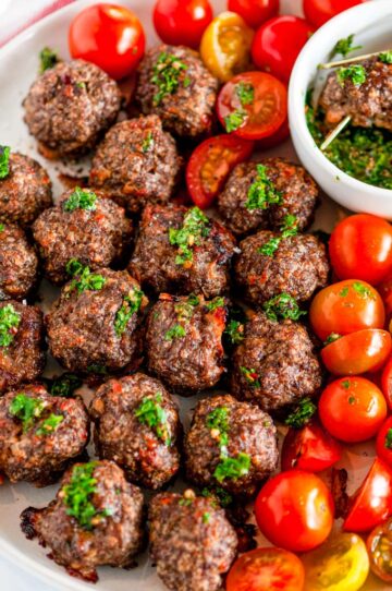 Sheet Pan Italian Meatballs with Chimichurri Sauce - Aberdeen's Kitchen