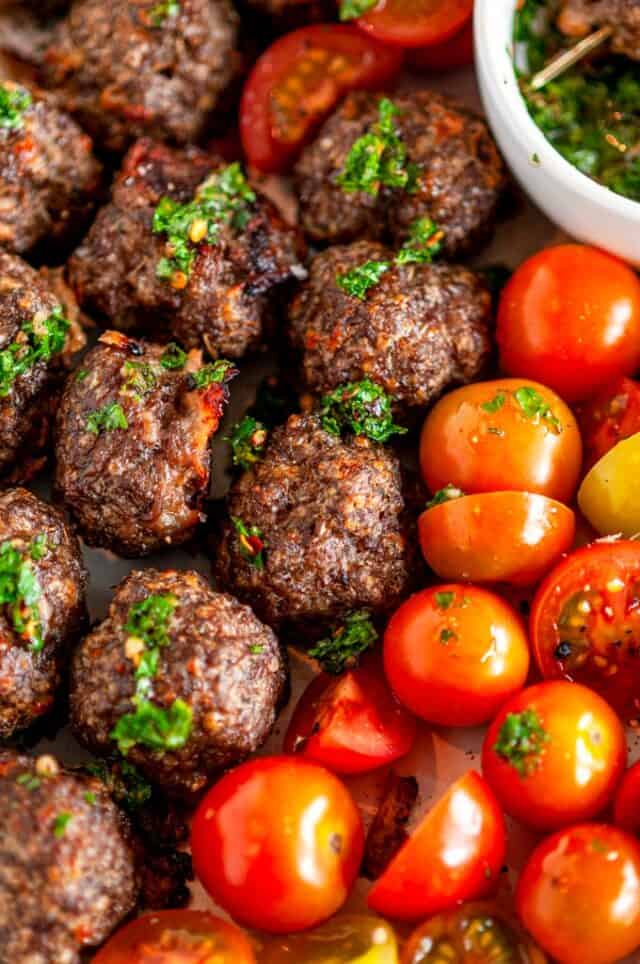 Sheet Pan Italian Meatballs with Chimichurri Sauce4 Aberdeen's Kitchen