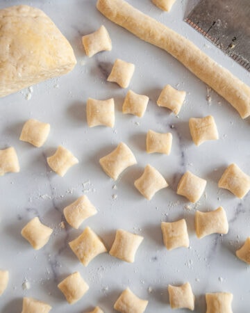 Homemade Potato Gnocchi dough on sheet pan
