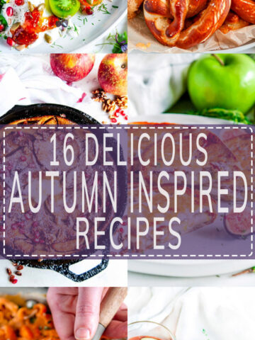 16 Delicious Autumn Inspired Recipes 6 photos long image with purple rectangle