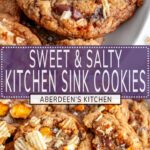 Kitchen Sink Cookies long pin two images with purple rectangle and white text overlay